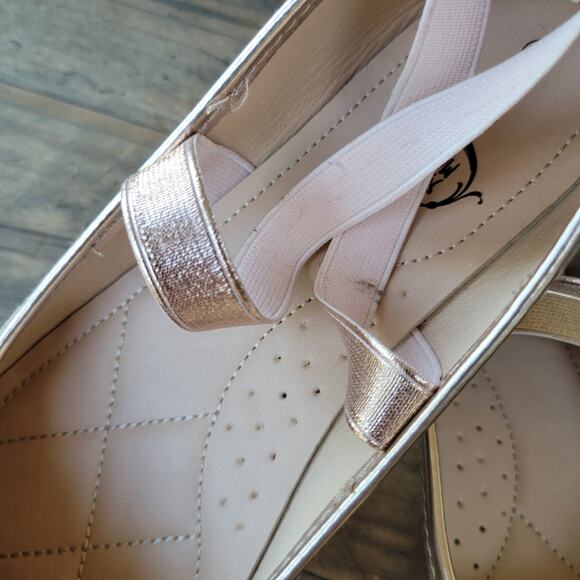 SOLE MATES Gold Metallic Ballerina Flats Size 9 - Picture 14 of 16